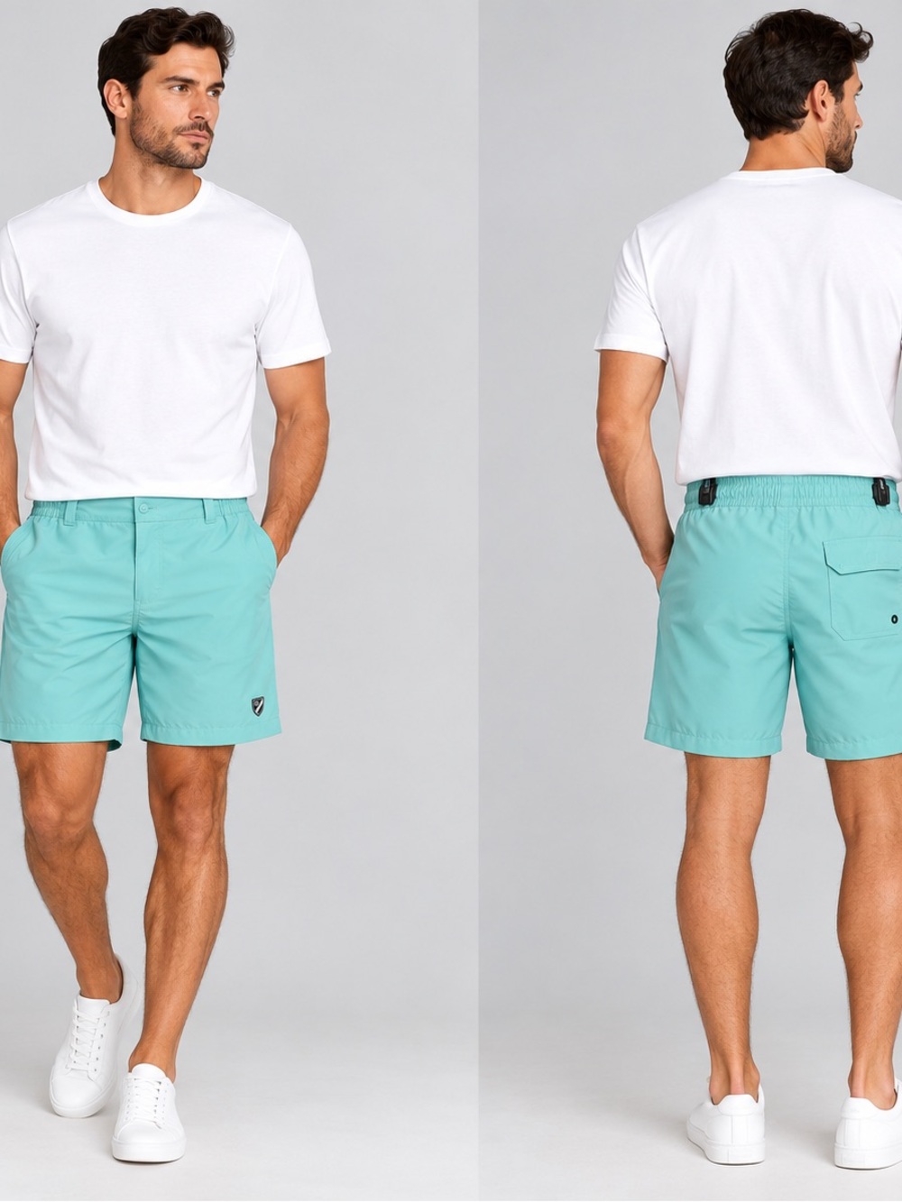 Daniel Cremieux Men’s Aqua/Turquoise Flat-Front Shorts